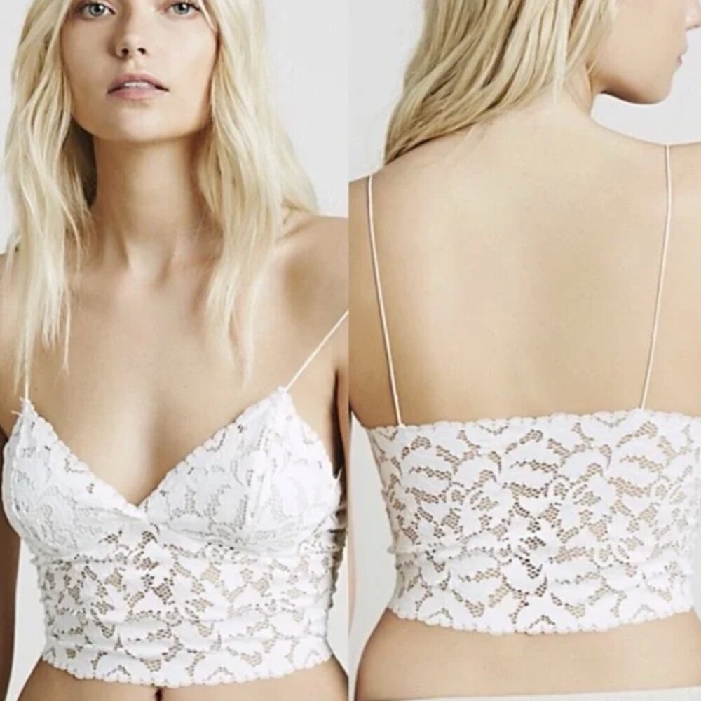 Free People Intimately Lace Brami / Bralette - White/Ivory - Size Small